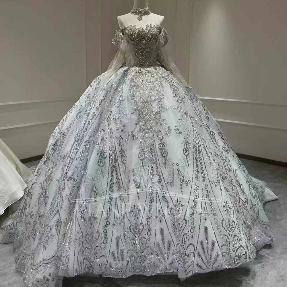 

Настраиваемое свадебное платье в форме сердца с длинными рукавами на шнуровке сзади, расшитое блестками и бисером, с вышивкой Robe De Mariée