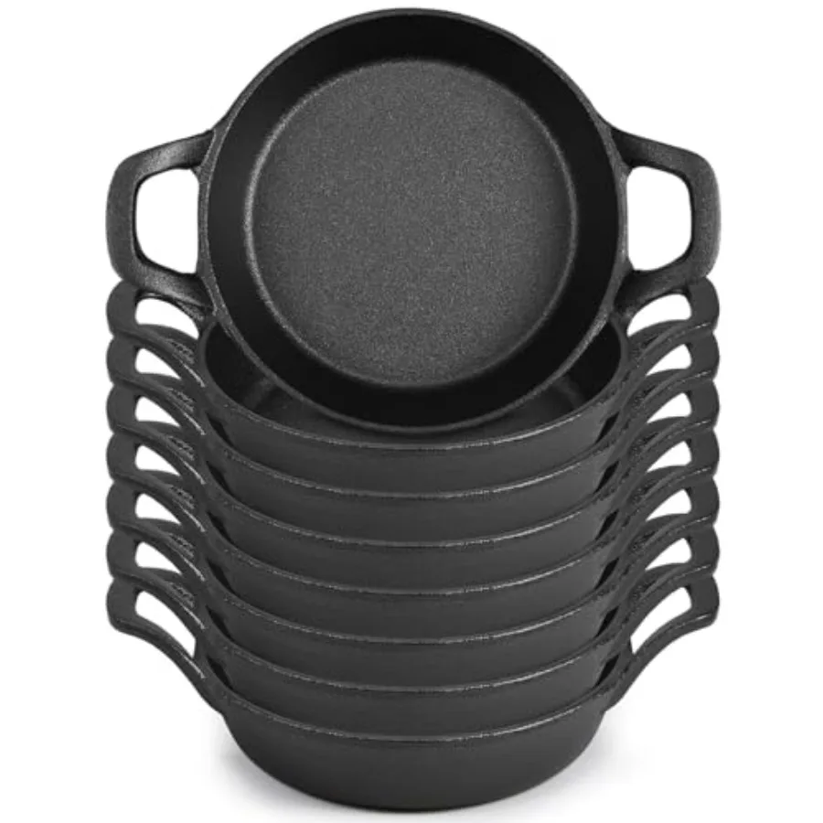 Mini sartenes de hierro fundido.3.3. Juego de Ramequines Pequeños de Hierro Fundido, Cazuela Negra, Utensilios de Cocina Aptos para Horno, Mini Sartenes para Cocina