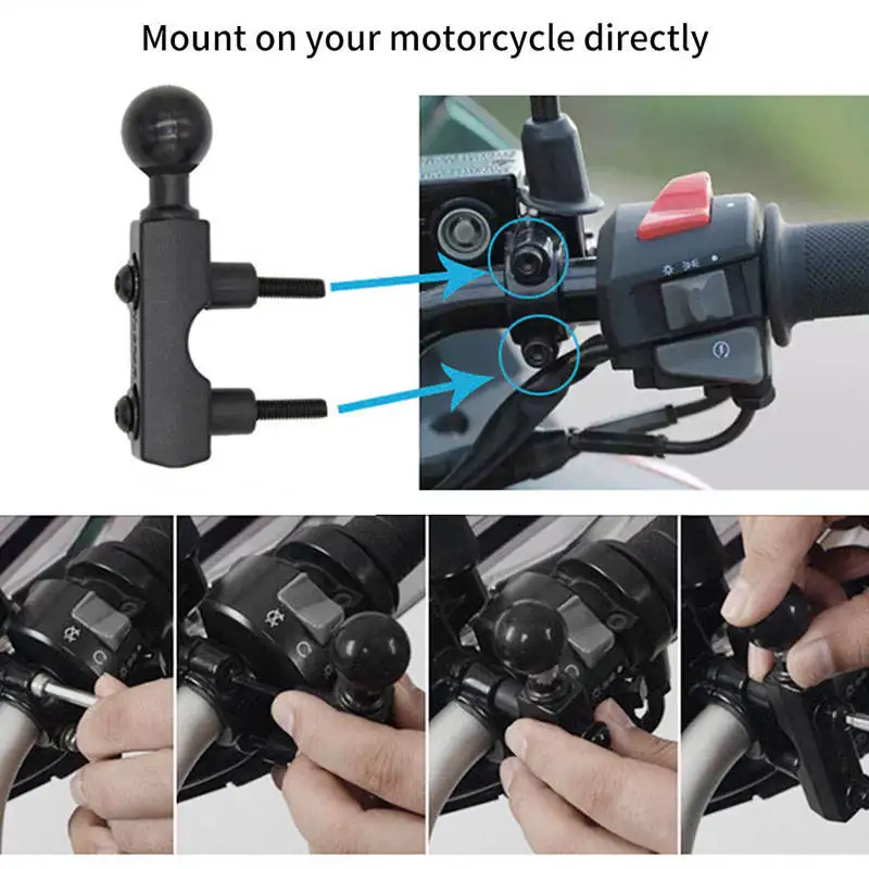 1inch ball head adapter motorbike pipe clamp holder u bolt bracket for motorcycle bike handlebar mount for ram mount