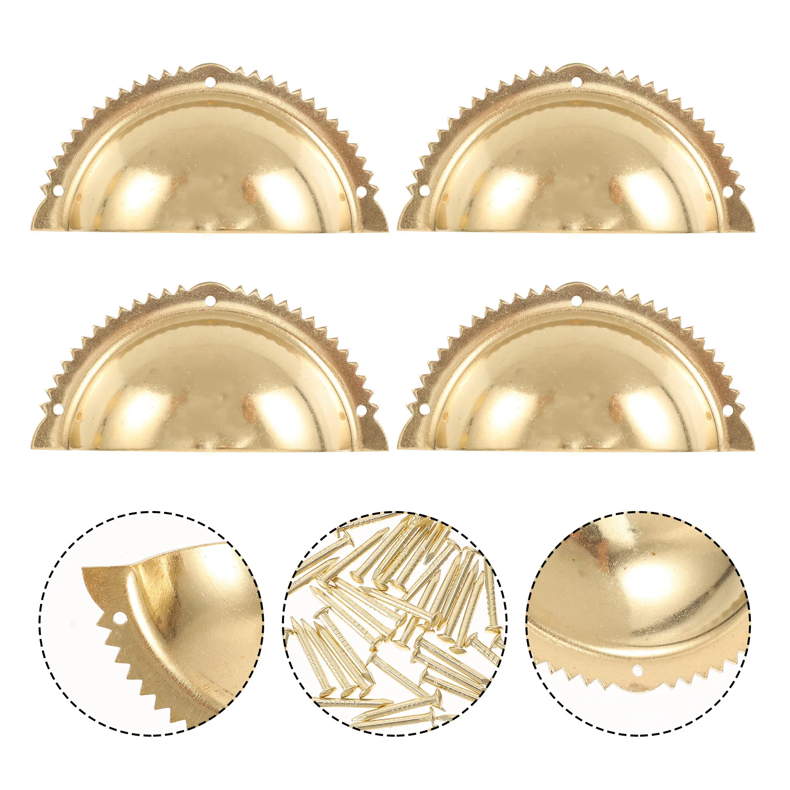 

4Pcs Exquisite Copper Art Knobs Safe Practical Furniture Handle Home Decorating Accessories Semi-Circular Knobs