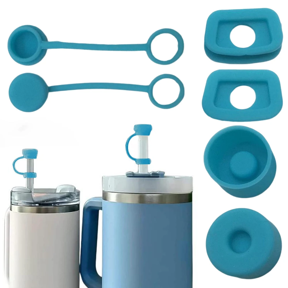 Bouchon anti-renversement en silicone lavable, couvercle de bouchon de paille, bouchon de fuite de bouteille d'eau, couvercle anti-poussière, 1-5 ensemble