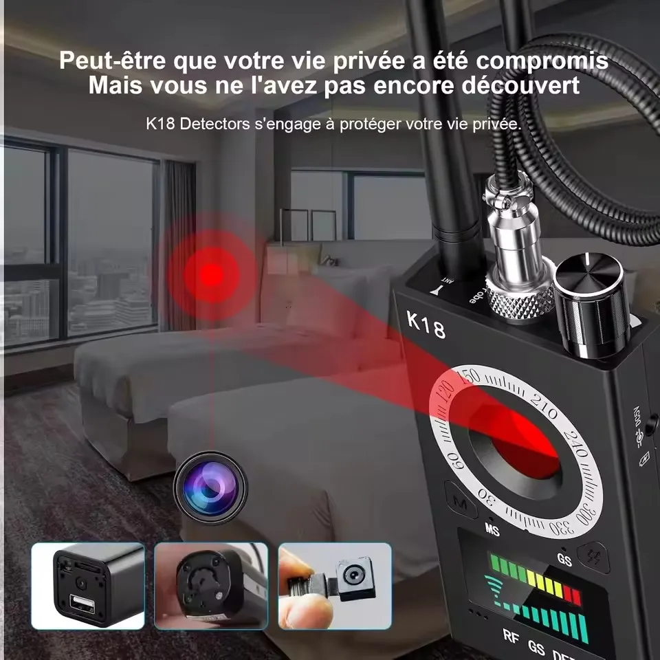 Anti-Candid Camera Detector RF Signal Detect 1-6.5GHz Find Hidden Camera/GPS Tracker Anti-Eavesdropping for Hotel/Office Privacy