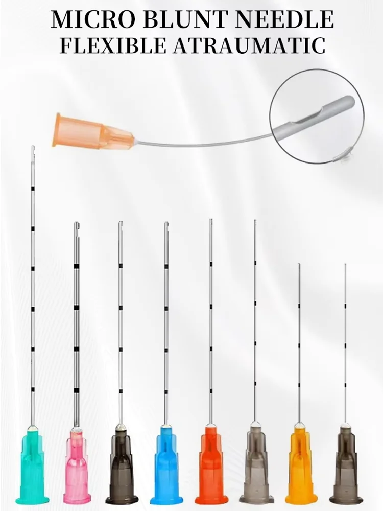 

one box Blunt-Tip Cannula Syringe Fine Micro Body Piercing 22G-30G Various Lengths 50mm-70mm for Medical And Aesthetic Use