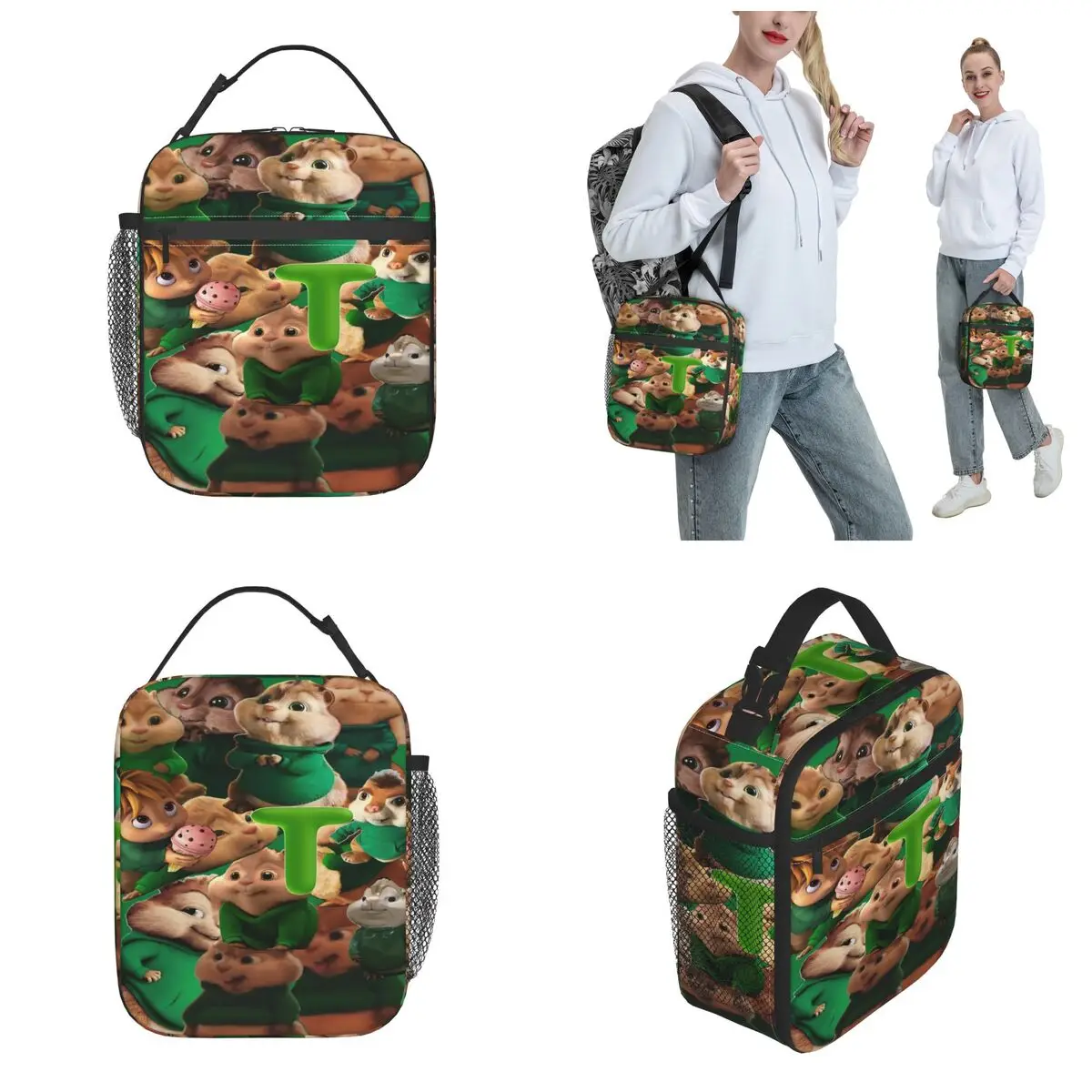 أكياس الغداء المعزولة الحرارية من ألفين آند ذا تشيبمنكس للمكتب، حقيبة طعام محمولة، صندوق طعام حراري مبرد