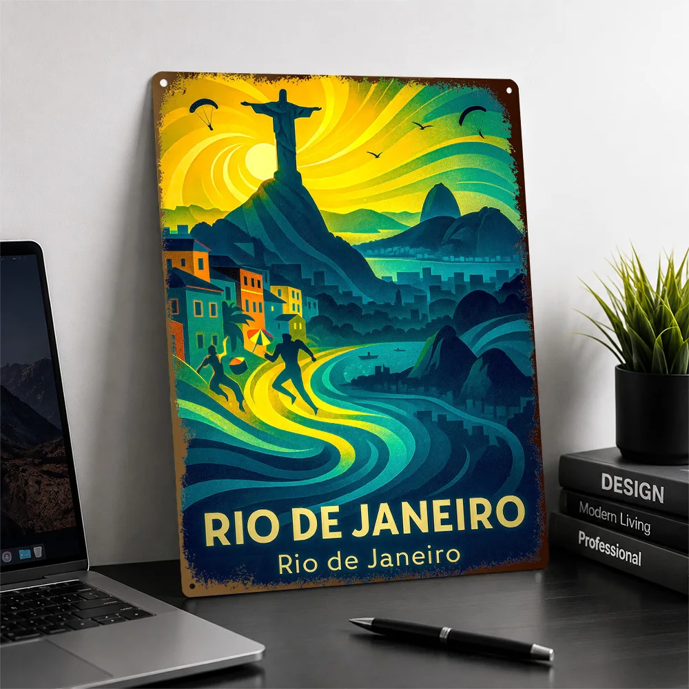 Rio De Janeiro Travel Aluminum Poster Customized Metal Sign Scenic Destination Wall Art Created For Studies Or City Collectors