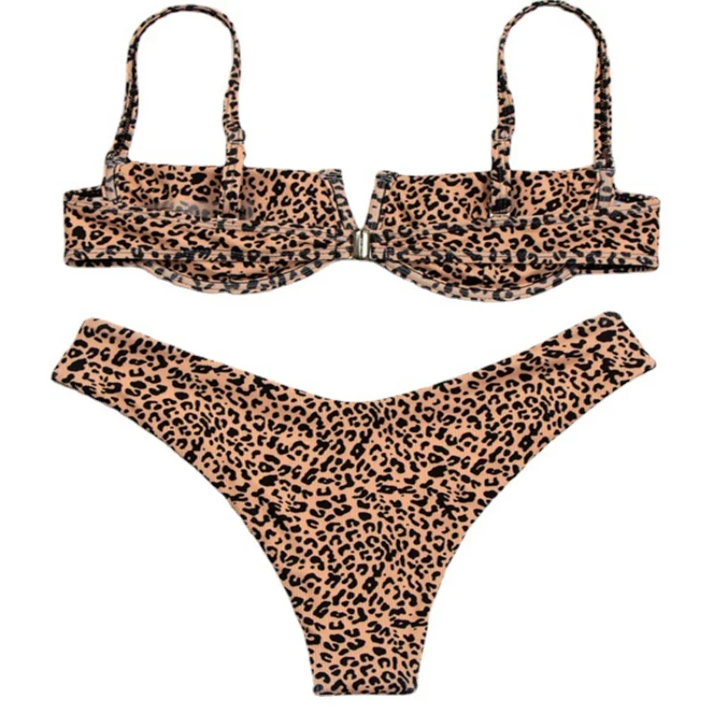 Sexy Leopard Bikini Three-piece Split Swimwear Low Waist  Bikini Sets for Women Push Up Bikini Swimwear European and American