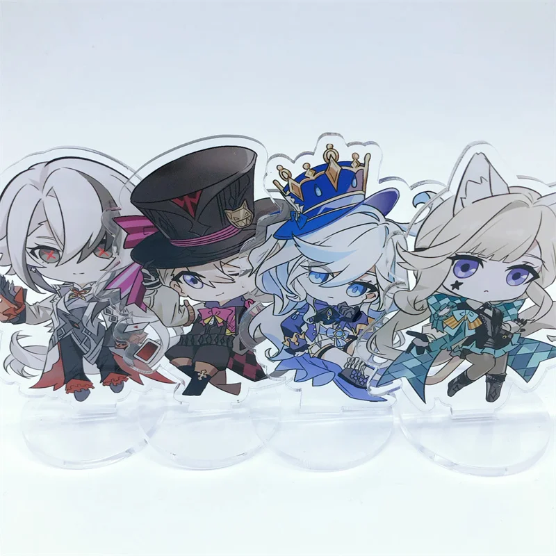 Genshin Impact Neuvillette Wriothesley Lyney Arlecchino Clorinde Figure Doll Badge Stand Plate Anime Game Cosplay Accessories