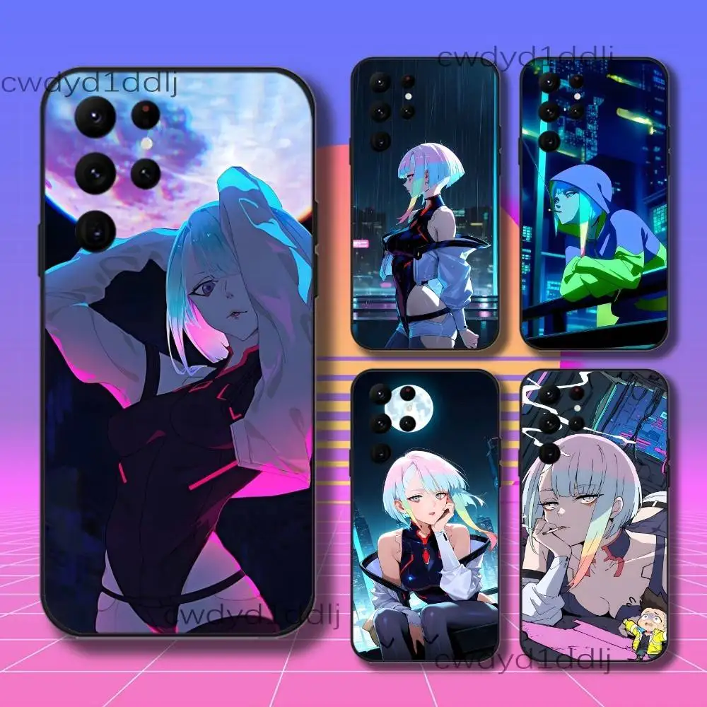 

L-Lucy C-Cyberpunk Anime Phone Case For Samsung S10,S21,FE,S21 ,S26,S25,S24,S23,Ultra,S9,S22,Plus Black Shockproof TPU
