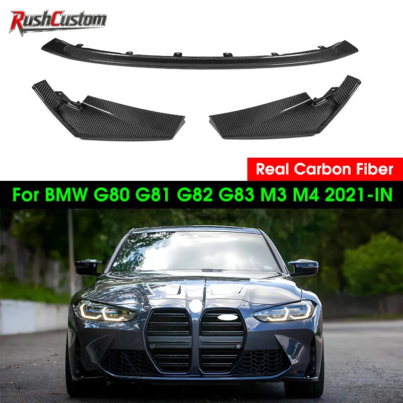 

For BMW G80 G82 G83 M3 M4 Car Styling Body Kit Spoiler Duck Lip Guard Cover Real Dry Carbon Fiber Front Bumper Lip Splitter 3PCS