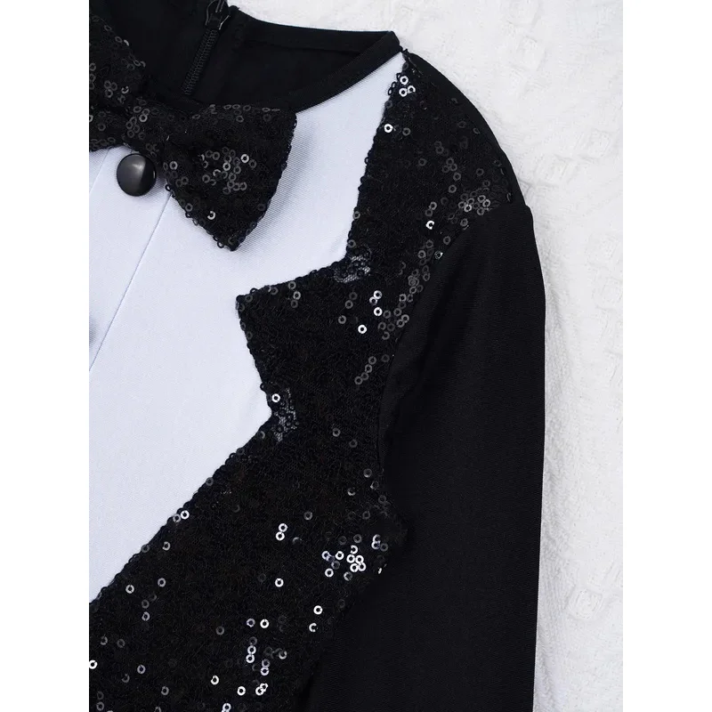 iEFiEL Kids Girls Magician Costume Halloween Cosplay Party Outfit Long Sleeve Leotard Dress with Hat Magic Wand Gloves Set