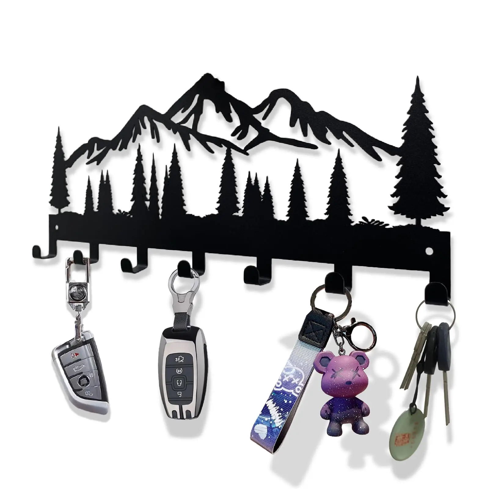 1pc Metal Key Holder for Wall | Metal Key Holder Hooks Organizer Rack | Metal Key Organizer Wall Decorative with 7 Hooks
