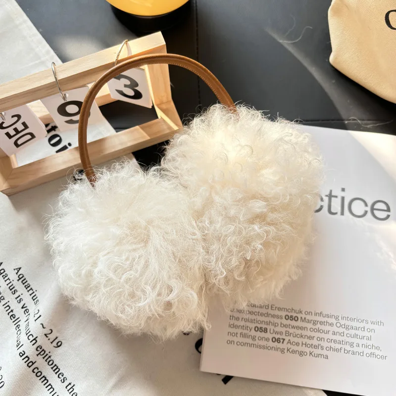 Real Wool Ear Muffs For Women Winter Warm Ear Covers Outdoor Thick Wool Ear Protection Anti-freeze Ear Muffs Plush Ear Cover