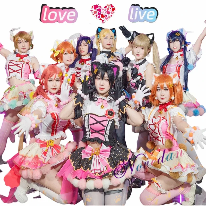 Anime LoveLive Cat Twin Tail Arcade Game Cosplay Costume Yazawa Nico Eli Kotori Tojo Nozomi Umi Maki Love Live Cosplay Costume