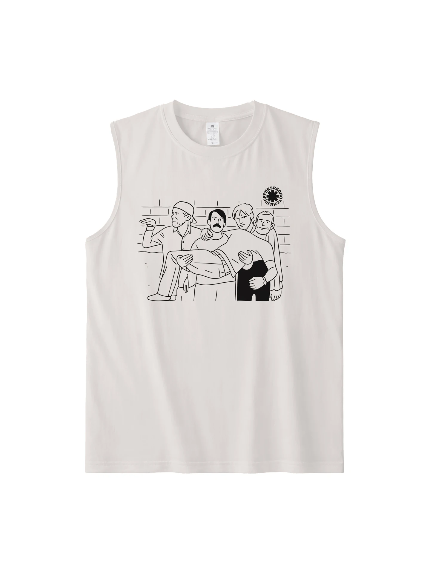Red Pepper Band American Casual Graffiti Pure Cotton Rock Style Sleeveless Tank Top Youth Summer Fashion Printed T-Shirt