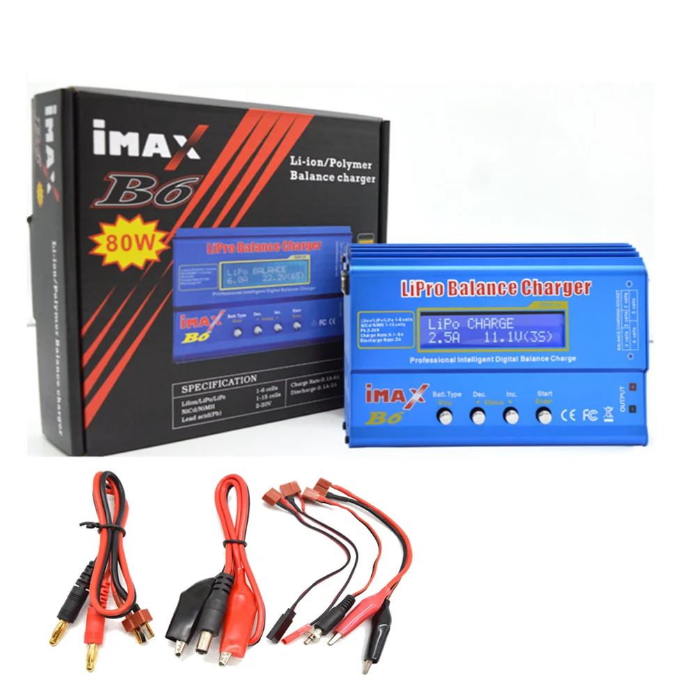 

IMAX B6 AC 80W RC Charger B6AC Lipo NiMh Li-ion Nicd Battery for RC Helicopter Balance Charger Digital LCD RC Discharger