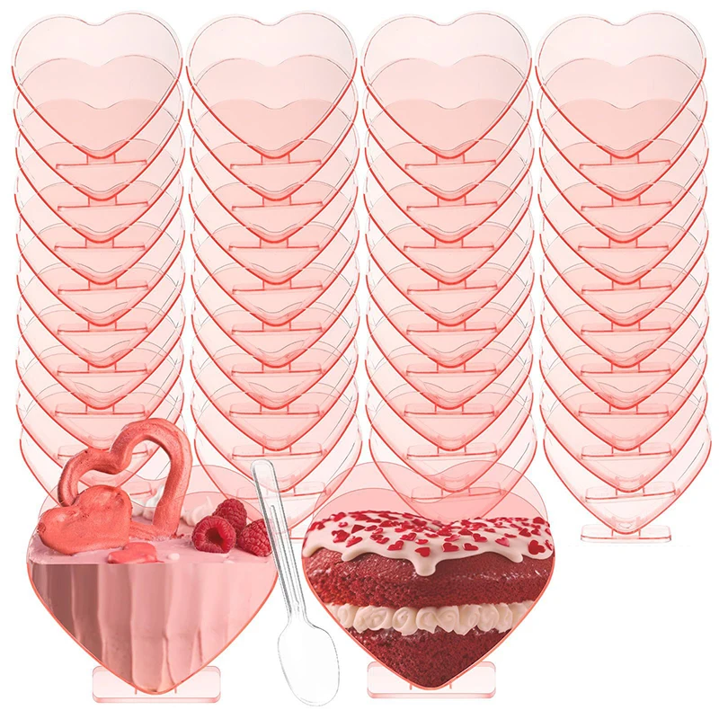 10 pezzi rosa a forma di cuore ciotola da Dessert contenitore per Mousse riutilizzabile Parfait antipasto degustazione tazza da portata ristorante per feste