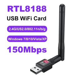 150Mbps WiFi USB Adapter 2.4G Wi-Fi Dongle 5dBi Gain Antenne 802.11b/g/n USB2.0 Hoge snelheid Draadloze Kaart Ontvanger Voor PC/Laptop