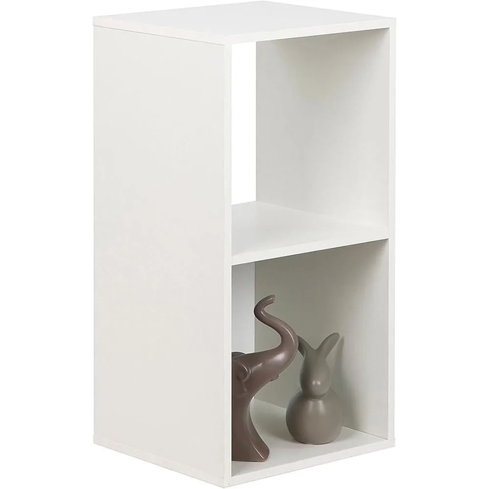 Wooden Storage Cubes Bookcase, Unit Shelf, Closet Cabinet, Organizer Rack in Living Room, Bedroom, Study, 2 Cube, White