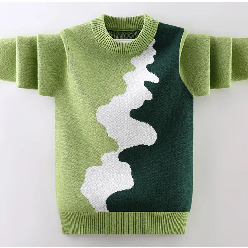 

Fashion Color Matching Children Sweater Autumn Winter Warm O-Neck Boys Sweaters Kids Pullover Knit Tops Cotton Teen Boy Clothes