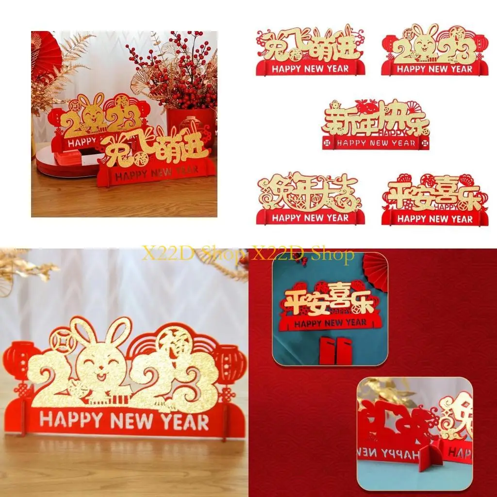 

X22D Chinese New Year Desk Ornament Rabbit Year Room Decorations for Spring Festival