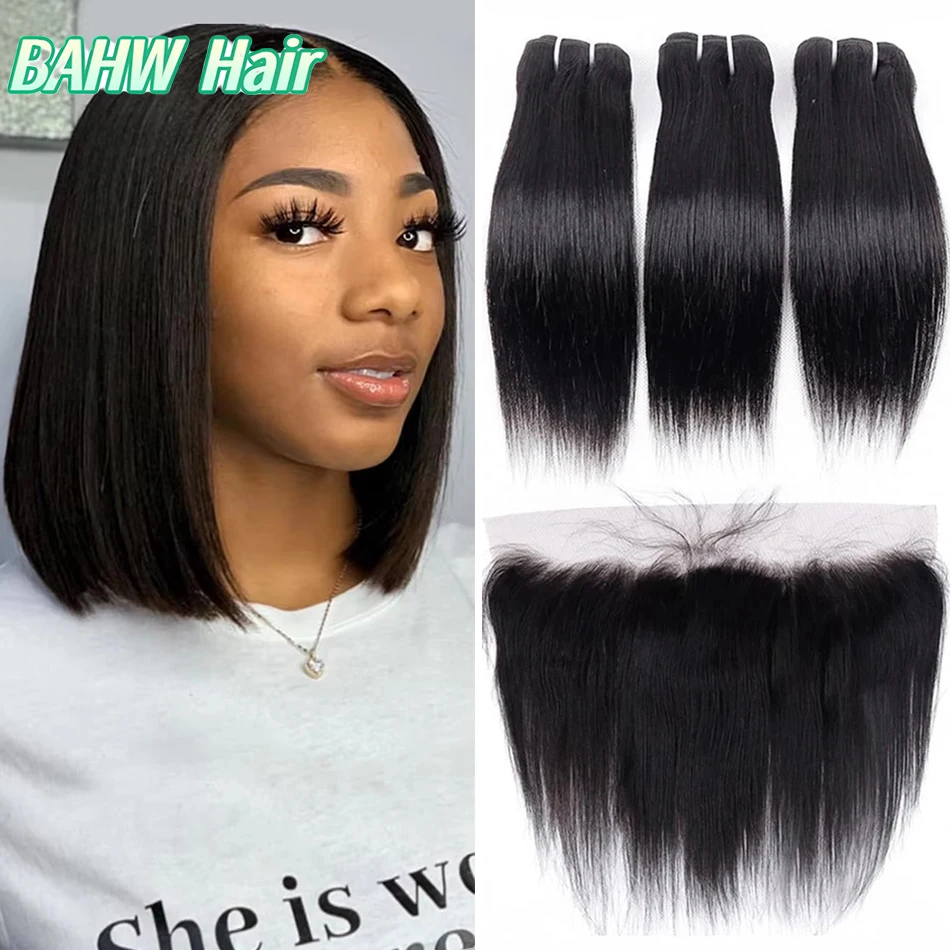 Raw Vietnamese Bone Straight Bundles with 13x4 HD Transparent Lace Frontal And Bundles 8-16 Inches Virgin Human Hair Double Weft