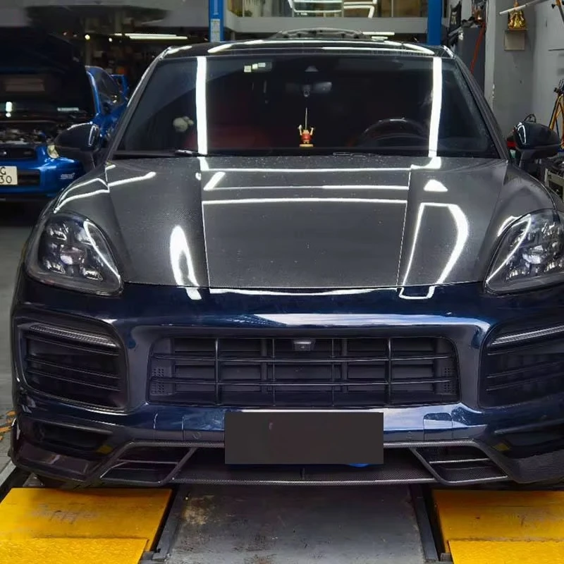 Manufactory New Dry Carbon Fiber Bodykit Front Bumper Diffuser Lip Spoiler Splitter for Porsche Cayenne Coupe 2018-2023 3