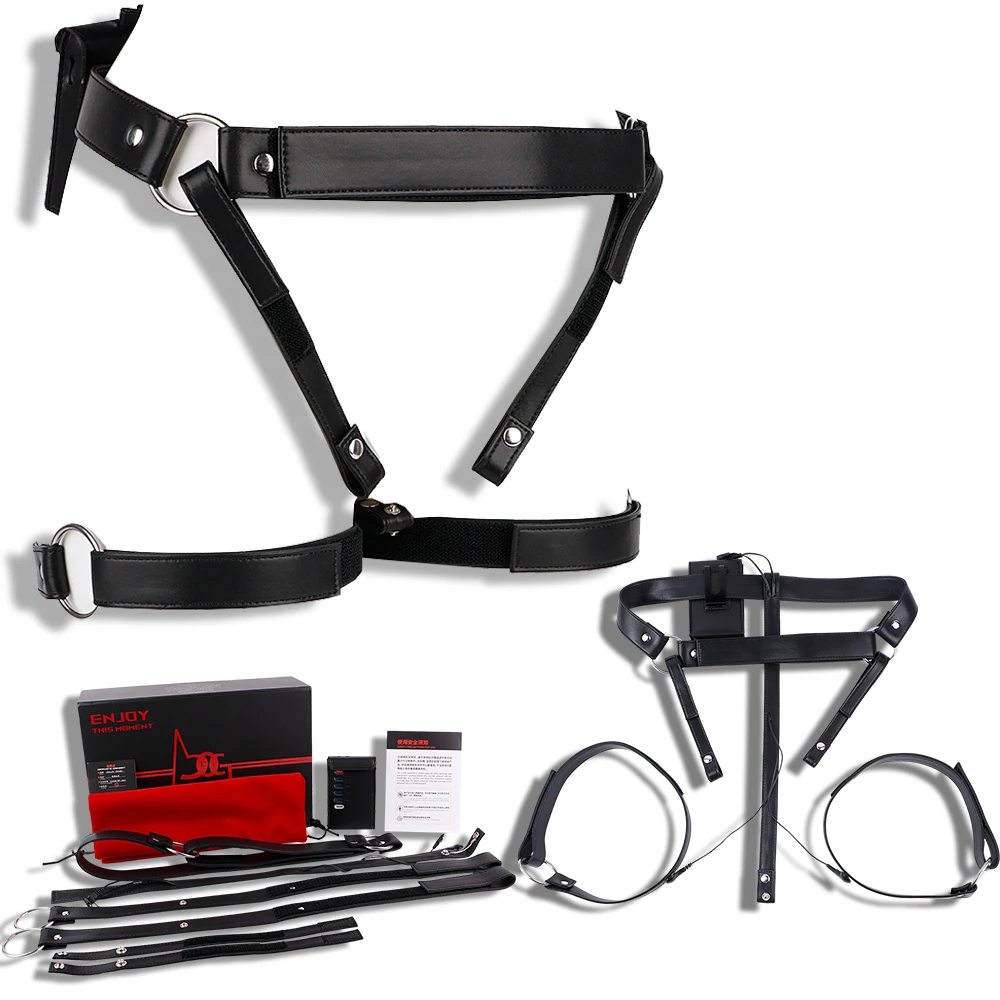 ANOSX Convenient Electric Shock Harness Belts Chastity Cage Belt For Penis Lock Wearable Pants With Pulse Controller BDSM Strap