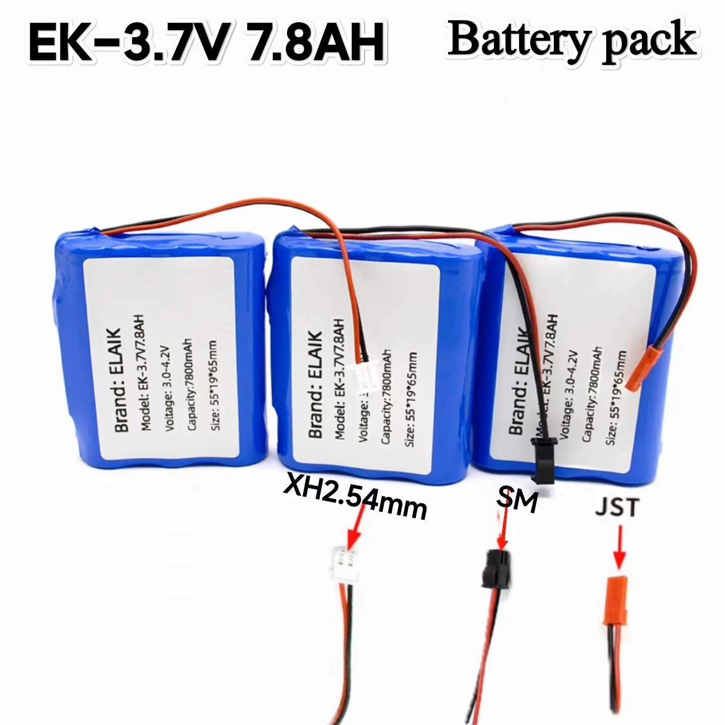 18650 Lithium Battery Pack 3.7V 7800mAh with Built-In Protection Board Three Optional Interfaces High Capacity External Power So