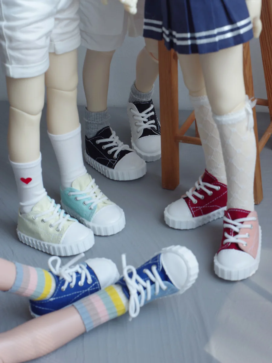 

BJD Doll Shoes Flat Feet Two Color Patchwork Canvas Biscuit Shoes For 1/4 1/6 BJD MSD MDD YOSD Doll Accessories