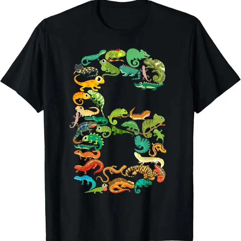 Kids 6Th Birthday Reptiles Lizards Theme 6 Year Old Boys T Shirt