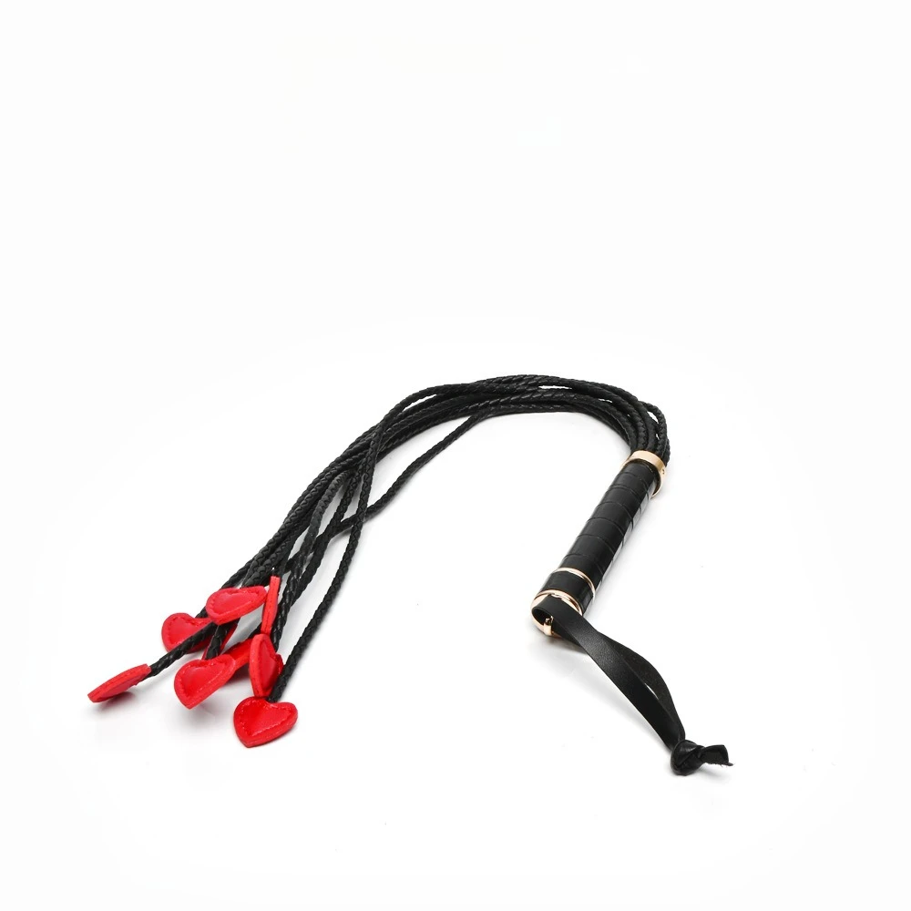 65CM PUレザー馬鞭 ハート型タッセル付き パドル型散打鞭 馬の訓練用 クロップ鞭