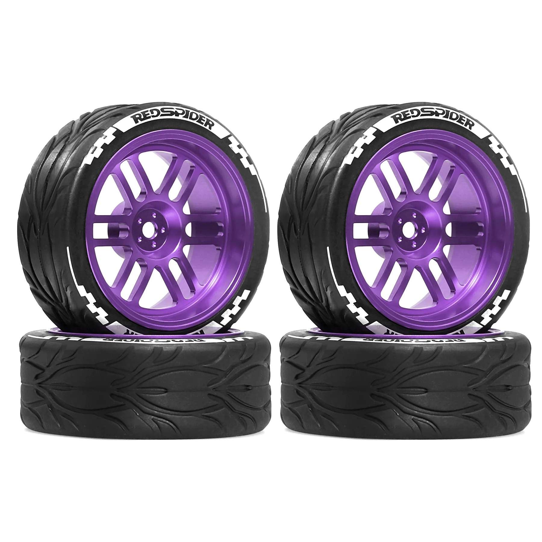 RED SPIDER 4Pcs 1/10 RC Drift Tires Metal Wheel Rims 12mm Hex Fit Sakura D3 D4 D5  Tamiya TT02  RC On‑Road Drift Car Spare Parts