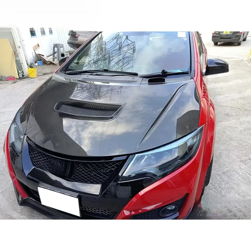 High Quality WCR Style Carbon Fiber Front Engine Hood Bonnet Fit Hond Civi Type R FK2 2015-2017