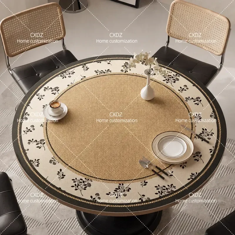 German American retro round tablecloth, heat insulation pad, high temperature resistant thickened round table mat