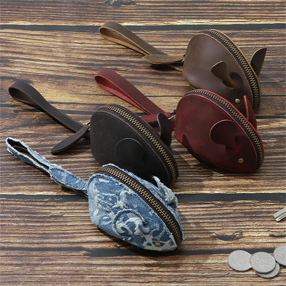 الكرتون ماوس على شكل مفتاح حامل الجلود محفظة نسائية للعملات المعدنية للنساء الرجال متعددة الوظائف المفاتيح المحفظة حقيبة سماعة الاذن عملة الحقيبة