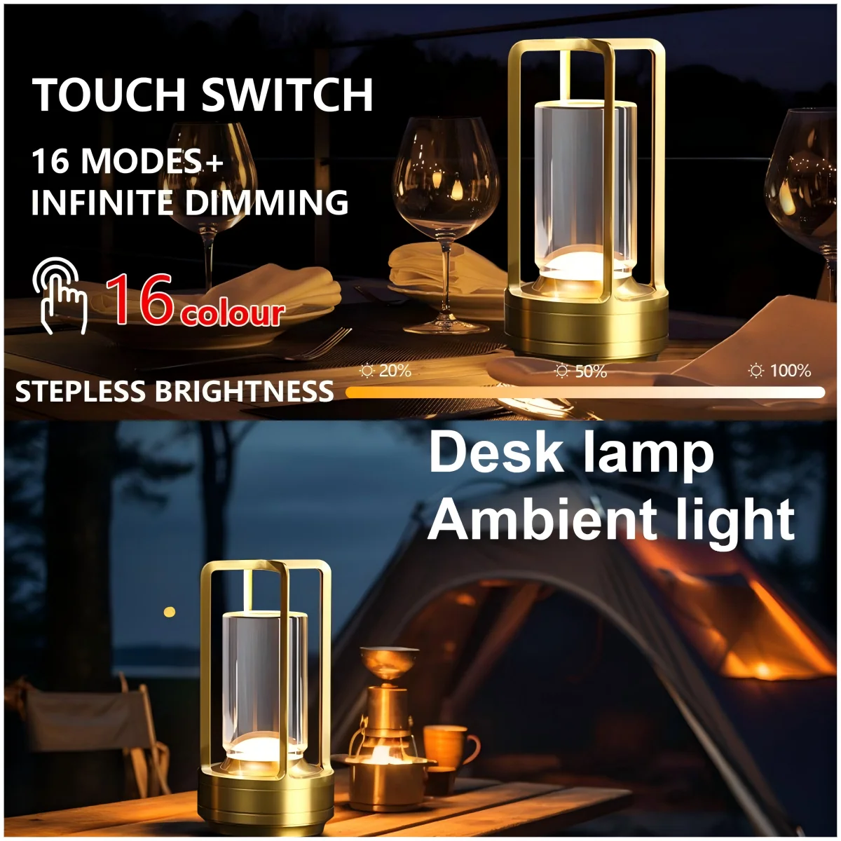 

New RGB16 Color Lighting Table Lamp Household Night Light Study Reading Lamp Bedside Lamp Room Decoration Rechargeable LED Light