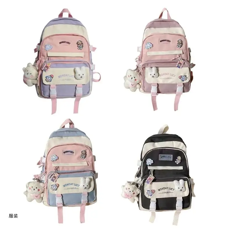 D0UD Borsa da scuola alla per ragazze delle scuole medie primarie Zaino in nylon Zaini per laptop Borse da