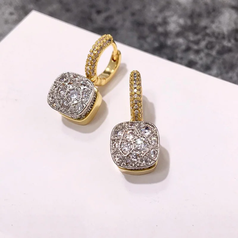 

High-Quality With Stone Honeycomb Style 7 Colors Crystal Drop Earrings For Women Fashion Jewelry