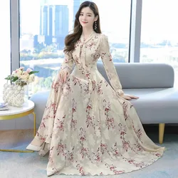 Dress Eid Muslim Women 2025 Chiffon Floral Print Abaya Party Dresses Dubai Arab Turkey Ramadan Caftan Kaftan Vestido Largos