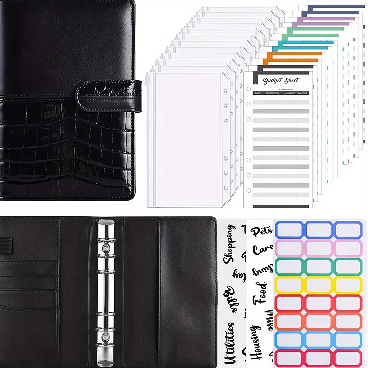 A6 Macaron Color PU Splicing Cover Binder Creative Notebook Cash Budget Loose Leaf Book Korean Stationery Office Supplies