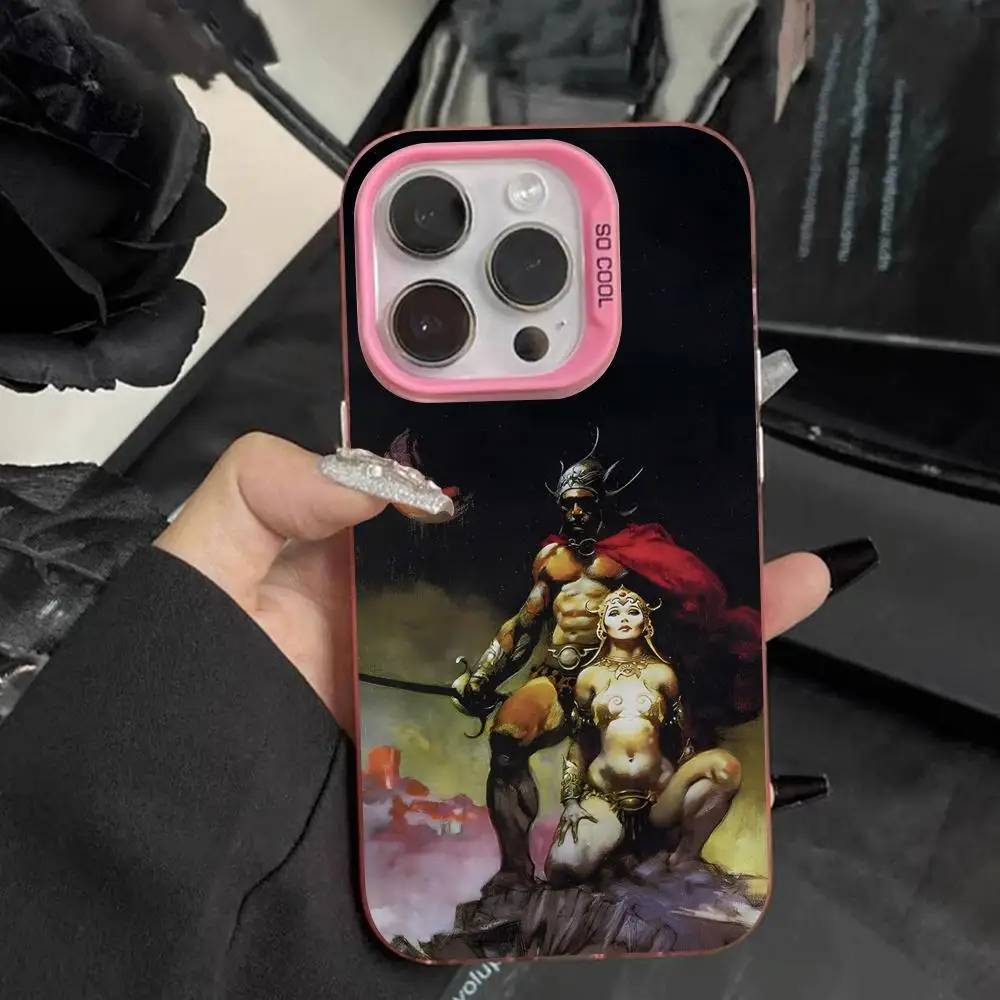 Frank Frazetta Manga Pink Translucent Mobile Phone Case for iPhone 17 16 15 14 13 12 11 X XR XS Air Pro Max Plus Colorful Cover