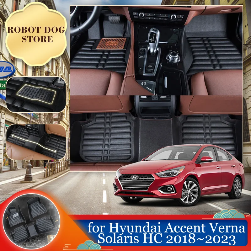 

Leather Floor Mat for Hyundai Accent Verna Solaris HC 2018~2023 Foot Interior Liner Waterproof Carpet Pad Custom Rug Accessories