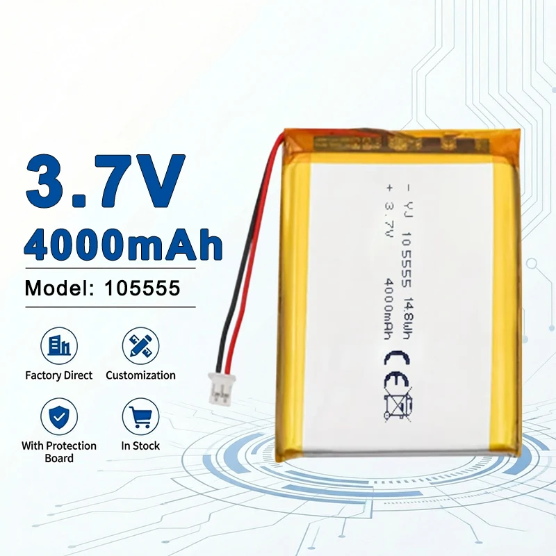 

Литий-полимерный аккумулятор 105555 3.7V 4000mAh для портативных устройств и систем накопления энергии 124065 735589 6060100 656090