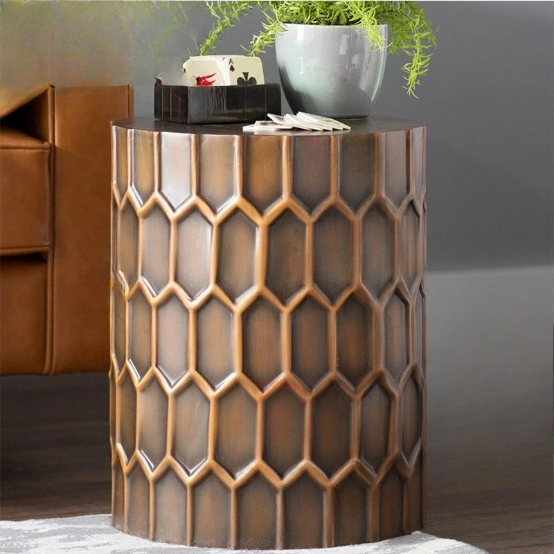 Fiberglass coffee table, vintage copper color creative coffee table, hotel side table