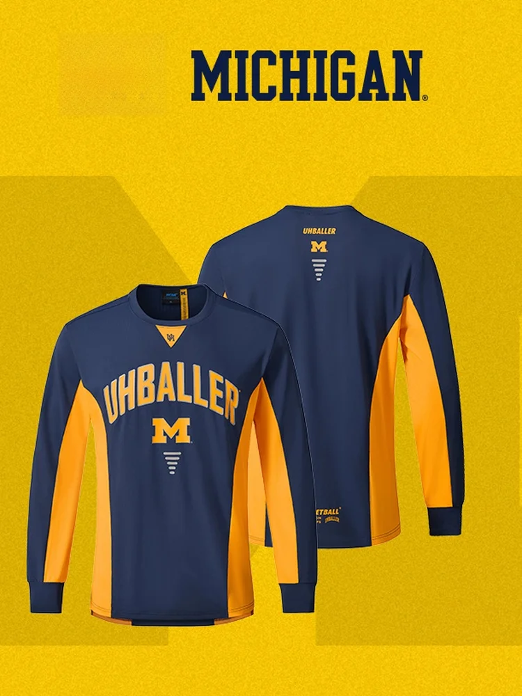 Camiseta de Manga Longa Esportiva UH Baller NCAA Michigan University, Com Tecnologia de Secagem Rápida