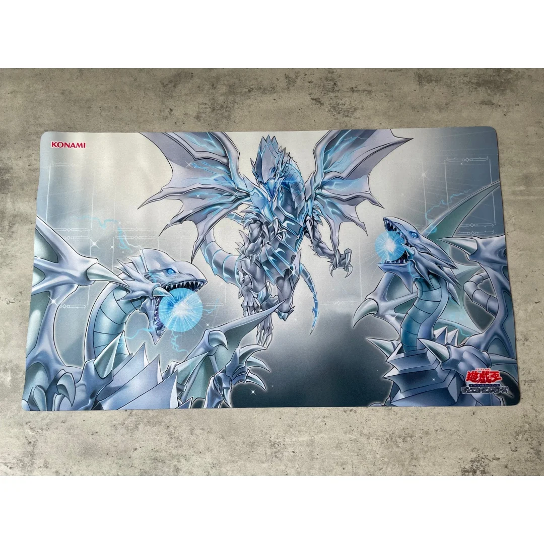 600x350mm Yu-Gi-Oh! Diy Card Mat Majesty of The White Dragons Trading Card Playmat Single Rubber Board Game Card Mat Mouse Pad