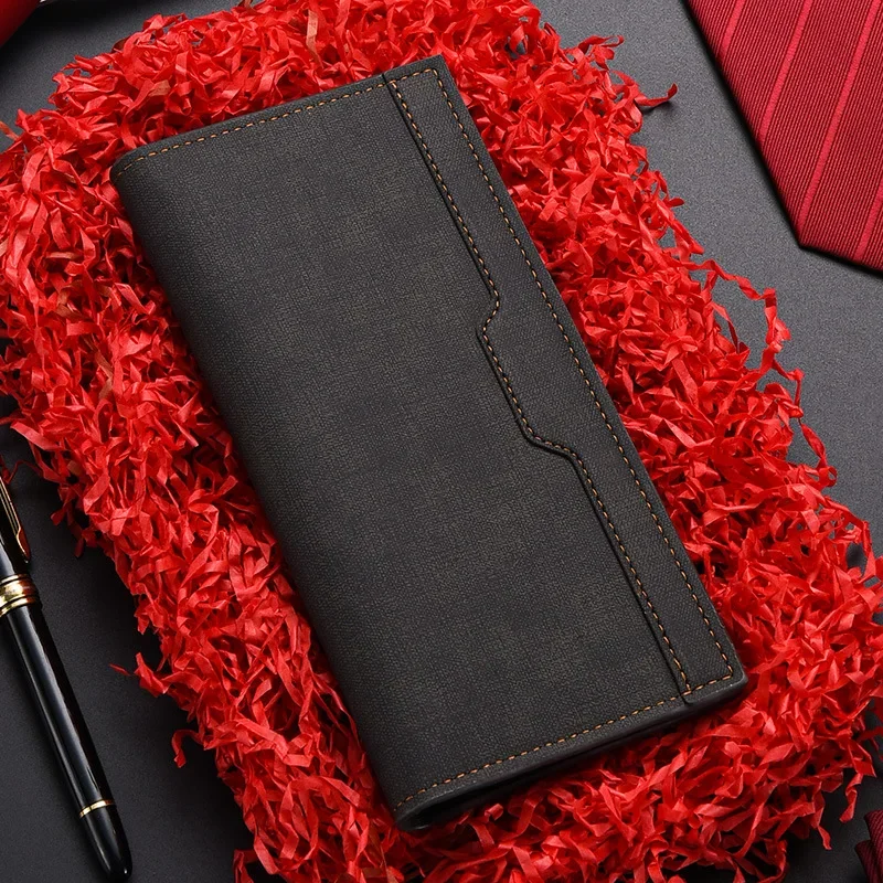 Cartera de cuero para Hombre, tarjetero, monedero, chequera, bolso de mano largo, monedero de negocios plegable, Carteras para Hombre, Cartera para Hombre