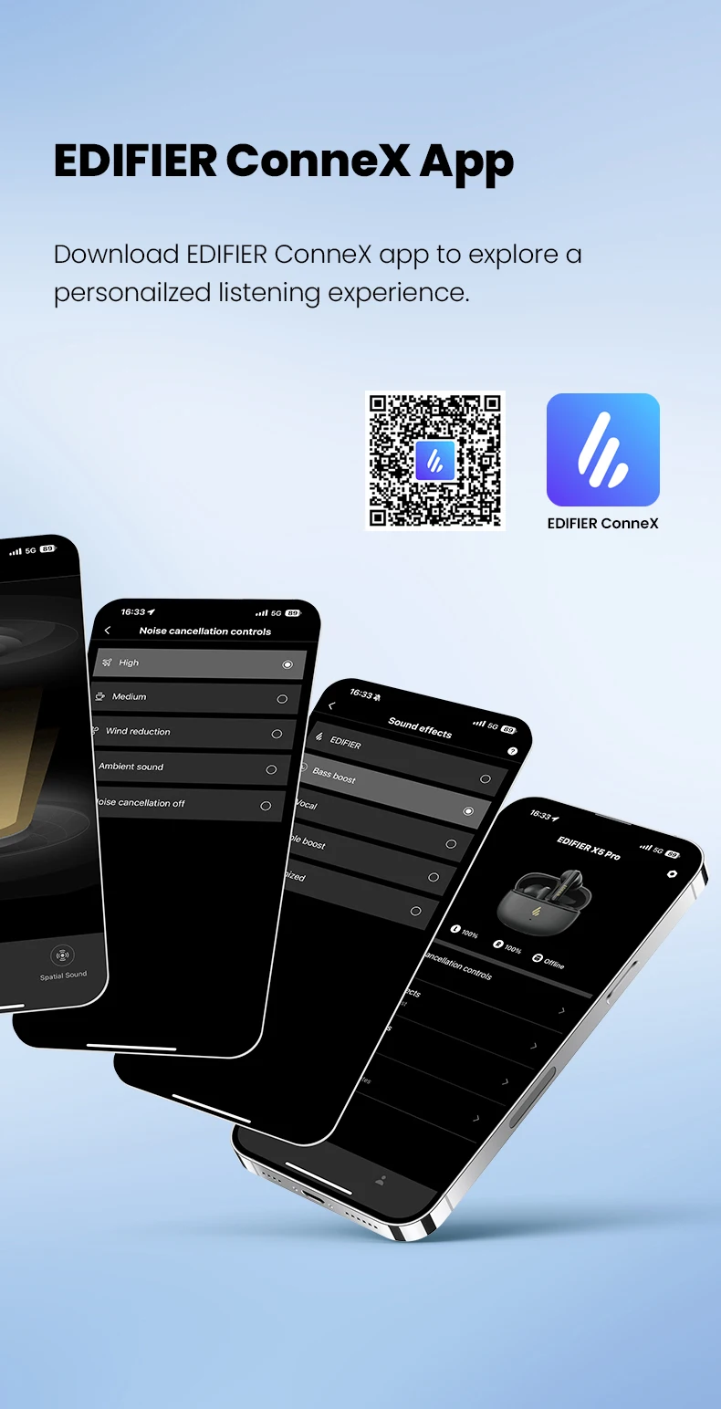 Edifier X5 Pro TWS Ohrhörer mit Hybrid-Aktiver Geräuschunterdrückung -48dB, Bluetooth V6.0, 48 Stunden Akkulaufzeit, IP55, KI-Klarsprechfunktion – Detail 15