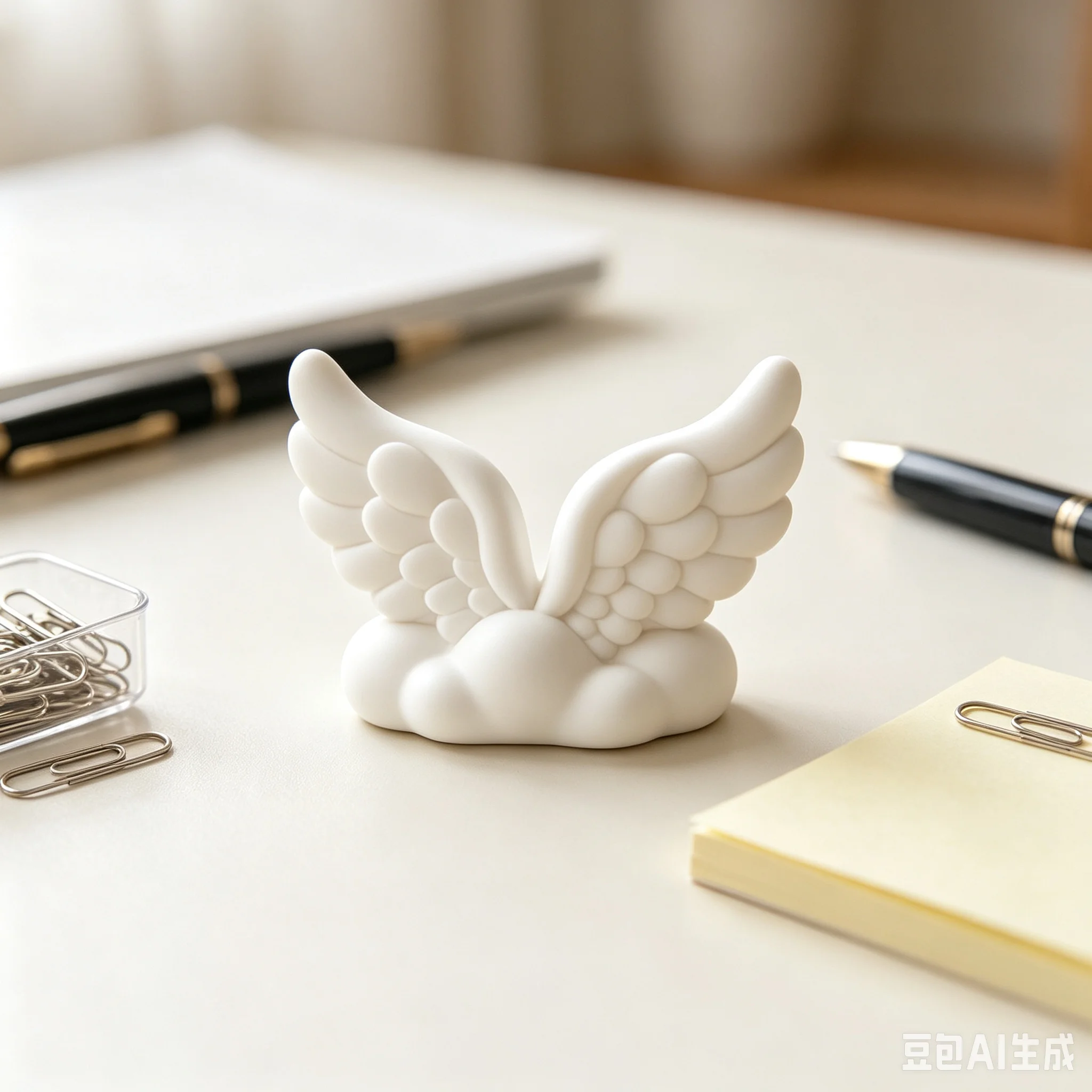 3D Printed White Cloud Angel Wings Resin Figurine Minimalist Cloud Wing Tabletop Sculpture Home Desk Decor Ornament