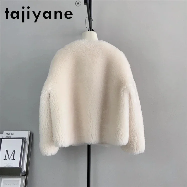 Short Tajiyane 100% Wool Coats for Women Elegant Sheep Shearing Jacket Autumn and Winter Single-breasted Fur Abrigos